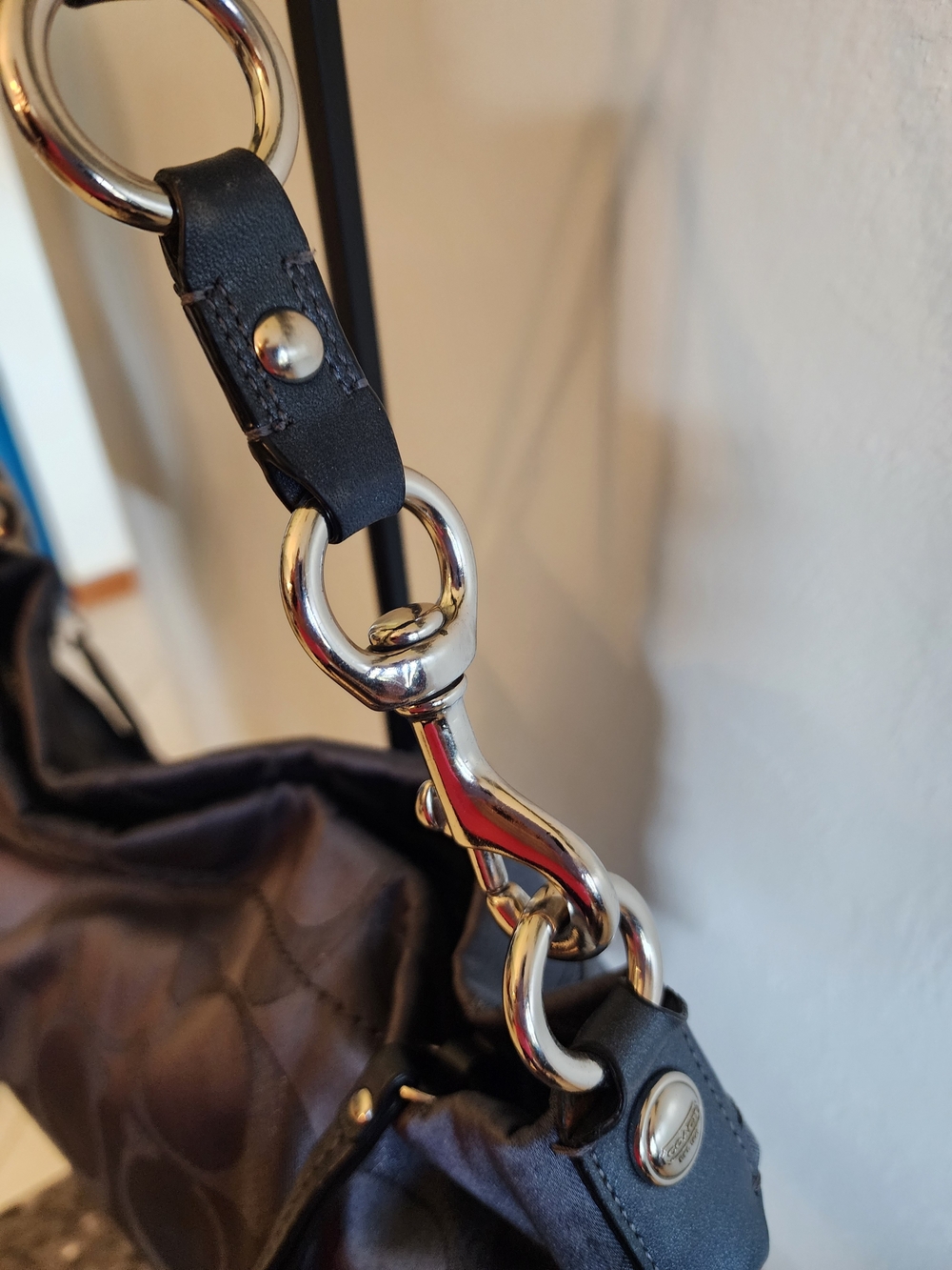Coach Carly In Shimmering Gray With Silver Hardware - Picture 6 of 14